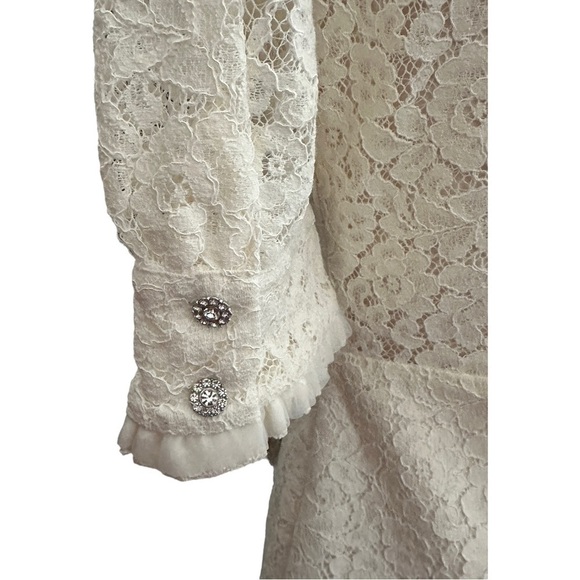 Zara Lacey Floral Lined Rhinestone Button Party Dress S - Picture 4 of 13